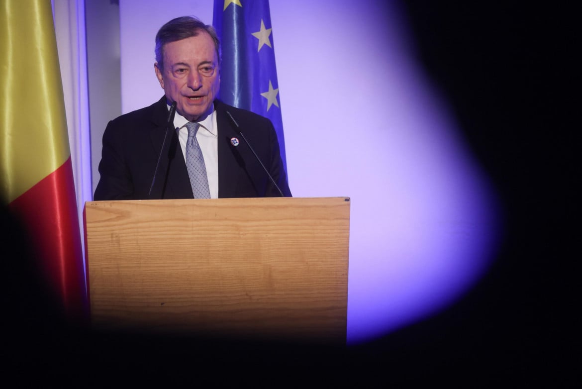 Mario Draghi a La Hulpe foto Epa