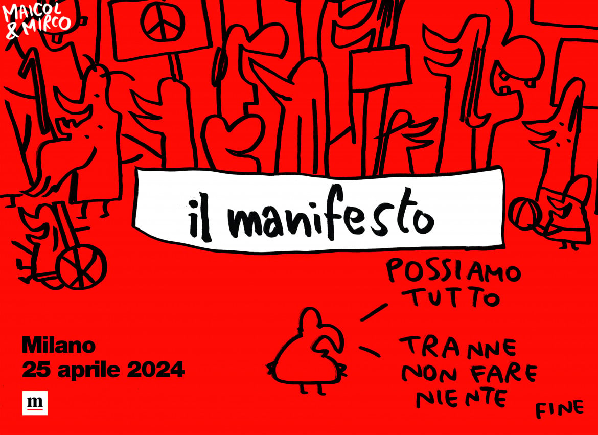 Il poster di Maicol & Mirco sul manifesto del 25 aprile 2024